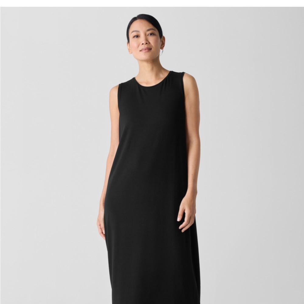Eileen Fisher Black Sleeveless Sheath Maxi Dress